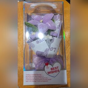 Beautiful Crochet & Pipe Cleaner Floral Arrangement Purple 10in. Tall